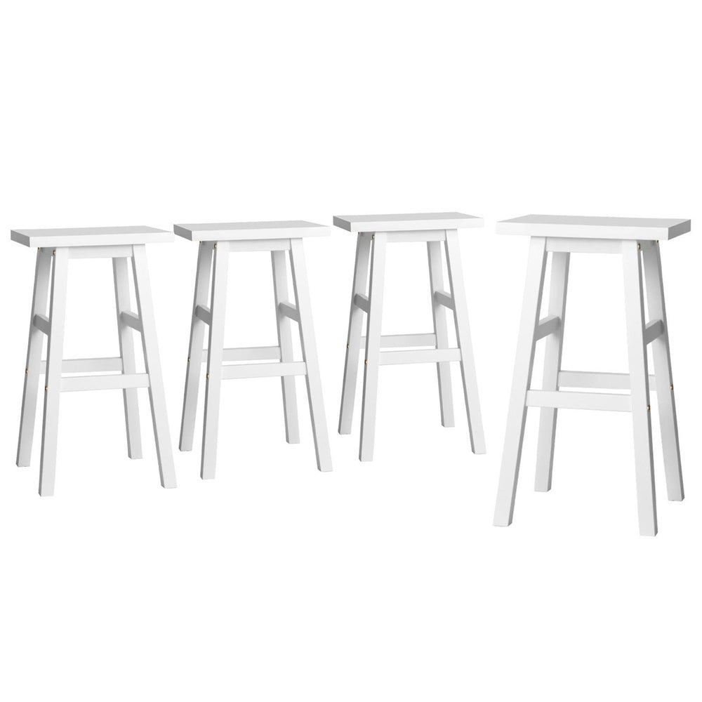 Set of 4 Lecce Bar Stools Kitchen Chairs Wooden - White