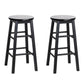 Set of 2 Lucerne Beech Wood Backless Bar Stools - Black