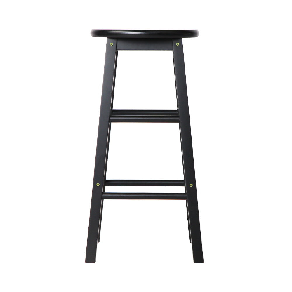 Set of 2 Lucerne Beech Wood Backless Bar Stools - Black