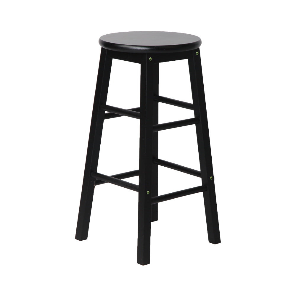 Set of 2 Lucerne Beech Wood Backless Bar Stools - Black