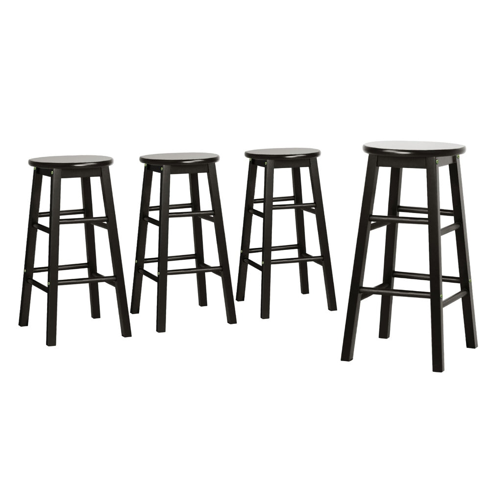 Set of 4 Lucerne Bar Stools Round Chairs Wooden - Black
