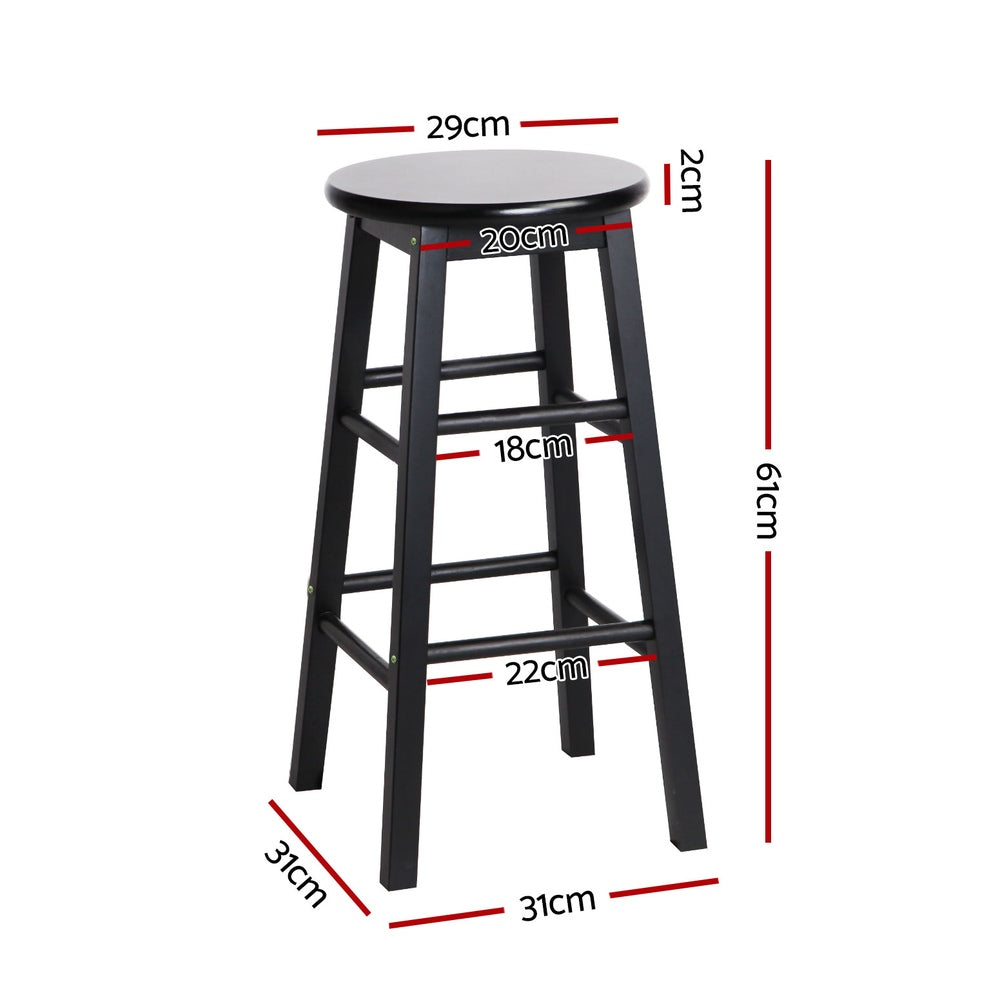 Set of 4 Lucerne Bar Stools Round Chairs Wooden - Black