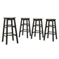 Set of 4 Lucerne Bar Stools Round Chairs Wooden - Black