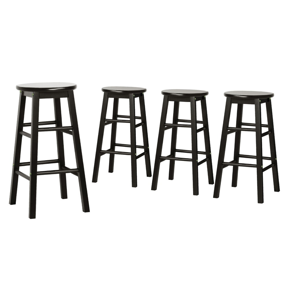 Set of 4 Lucerne Bar Stools Round Chairs Wooden - Black