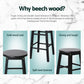 Set of 4 Lucerne Bar Stools Round Chairs Wooden - Black