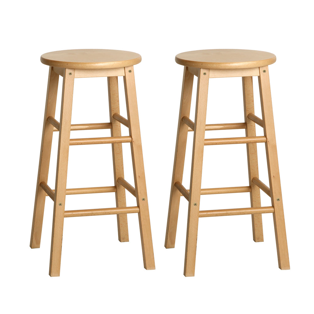 Set of 2 Lucerne Beech Wood Backless Bar StoolsNatural - Natural