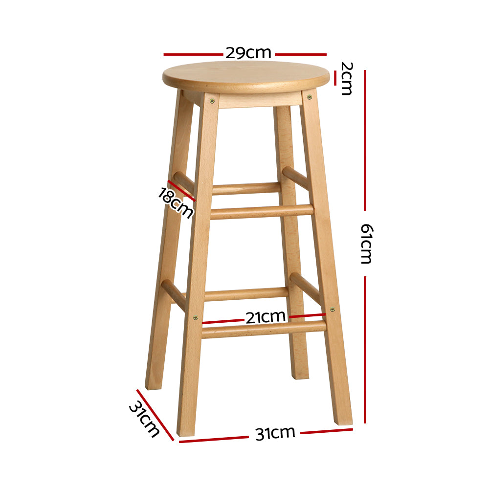 Set of 2 Lucerne Beech Wood Backless Bar StoolsNatural - Natural