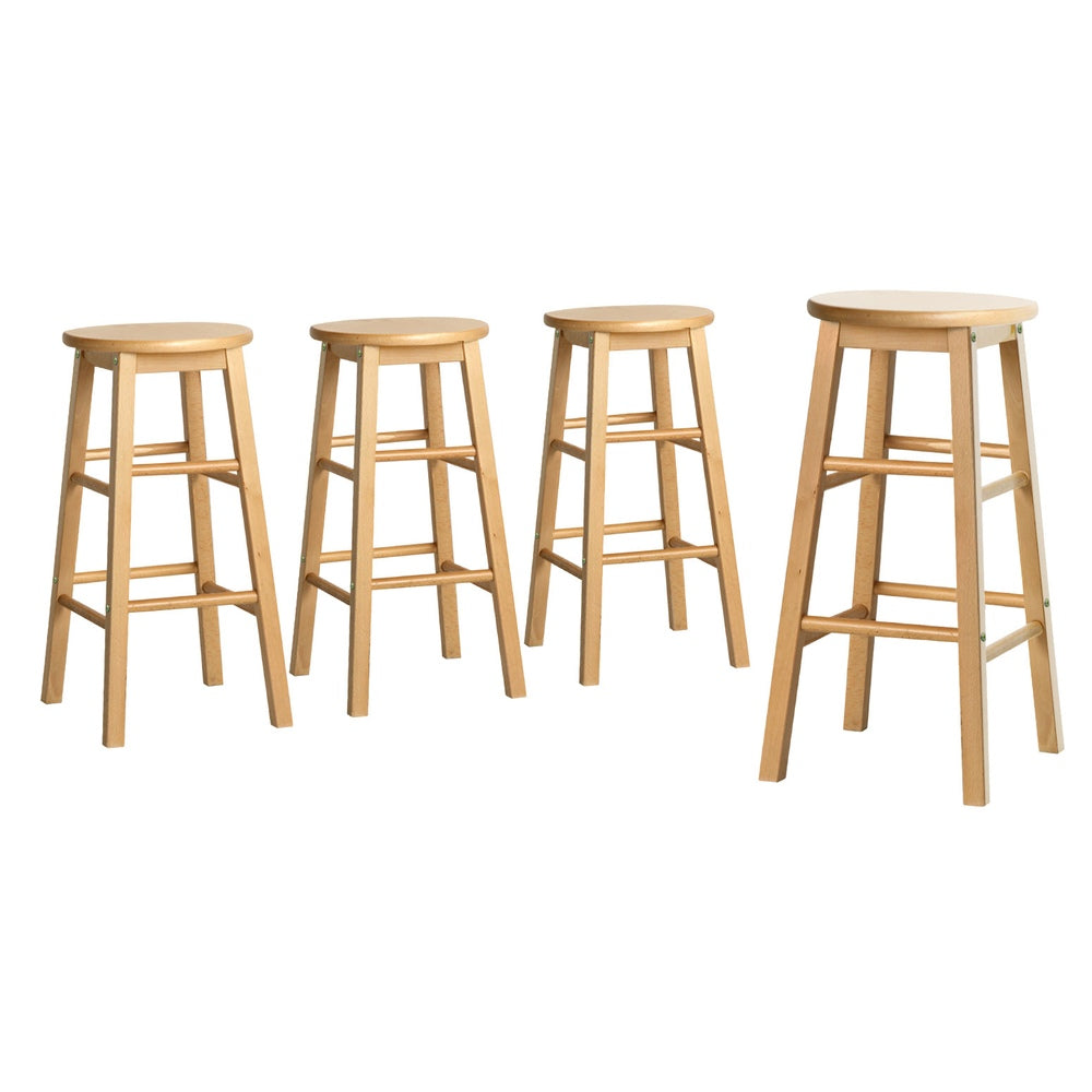 Set of 4 Lucerne Bar Stools Round Chairs Wooden - Natural