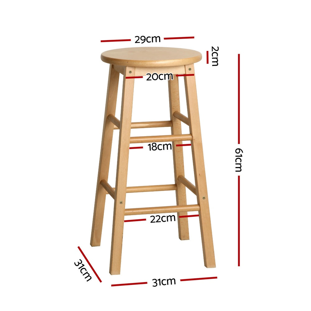 Set of 4 Lucerne Bar Stools Round Chairs Wooden - Natural