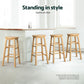 Set of 4 Lucerne Bar Stools Round Chairs Wooden - Natural
