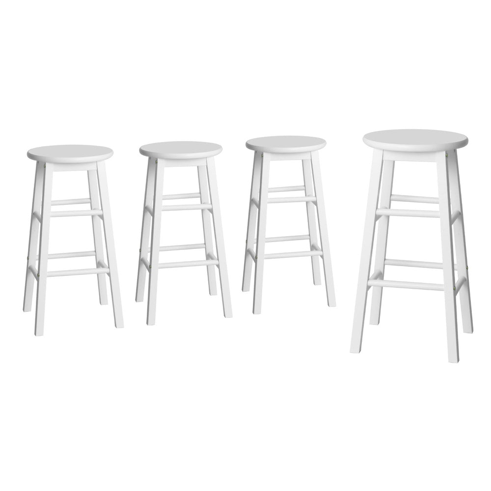 Set of 4 Lucerne Bar Stools Round Chairs Wooden - White