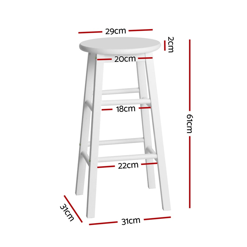 Set of 4 Lucerne Bar Stools Round Chairs Wooden - White