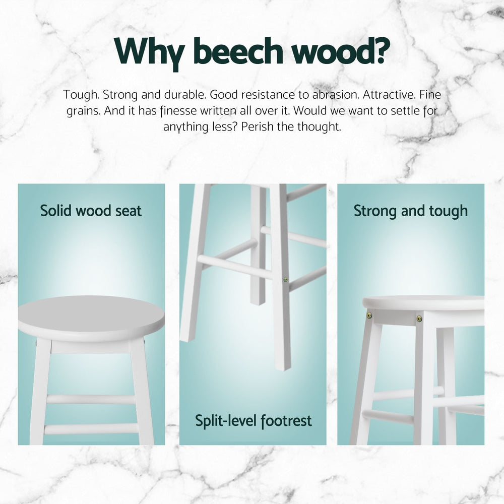 Set of 4 Lucerne Bar Stools Round Chairs Wooden - White