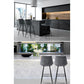 Set of 2 Loures Velvet Bar Stools - Grey