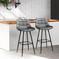 Set of 2 Loures Velvet Bar Stools - Grey