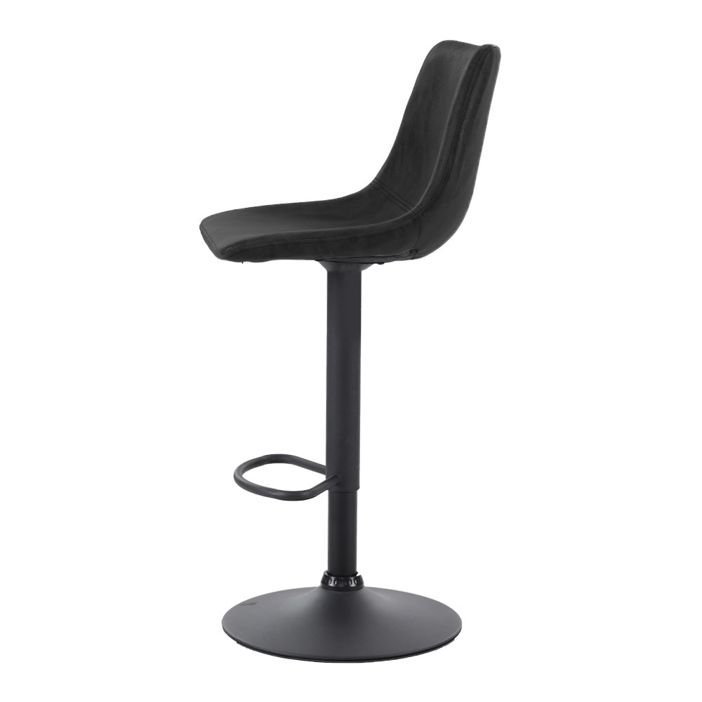 Set of 2 Leiria Bar Stools Gas Lift - Black