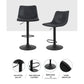Set of 2 Leiria Bar Stools Gas Lift - Black