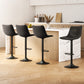 Set of 4 Leiria Bar Stools Vintage Leather Swivel Gas Lift - Black