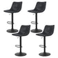 Set of 4 Leiria Bar Stools Vintage Leather Swivel Gas Lift - Black