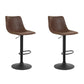 Set of 2 Leiria Kitchen Bar Stools Gas Lift Stool Chairs Swivel Barstools Vintage Fabric - Brown