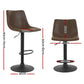 Set of 4 Leiria Bar Stools Vintage Leather Swivel Gas Lift - Brown