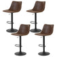 Set of 4 Leiria Bar Stools Vintage Leather Swivel Gas Lift - Brown