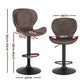 Set of 2 Visby Bar Stools Kitchen Swivel Gas Lift Counter Chair Wing PE Rattan - Brown