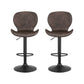 Set of 2 Visby Bar Stools Kitchen Swivel Gas Lift Counter Chair Wing PE Rattan - Brown