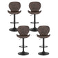 Set of 4 Visby Bar Stools Kitchen Swivel Gas Lift Counter Chair Wing PE Rattan - Brown