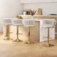 Set of 4 Saldus Bar Stools Gas Lift Velvet Woven Backrest - Ivory