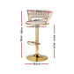 Set of 4 Saldus Bar Stools Gas Lift Velvet Woven Backrest - Ivory