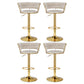 Set of 4 Saldus Bar Stools Gas Lift Velvet Woven Backrest - Ivory