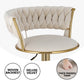 Set of 4 Saldus Bar Stools Gas Lift Velvet Woven Backrest - Ivory