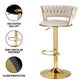 Set of 4 Saldus Bar Stools Gas Lift Velvet Woven Backrest - Ivory
