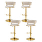 Set of 4 Saldus Bar Stools Gas Lift Velvet Woven Backrest - Ivory
