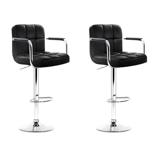 Set of 2 Foggia Bar Stools Gas lift Swivel Armrests Steel - Black