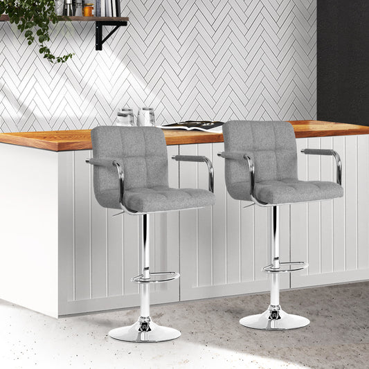 Set of 2 Foggia Bar Stools Gas lift SwivelSteel and - Steel & Grey