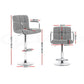 Set of 4 Foggia Bar Stools Fabric Gas Lift w/Armrest - Grey