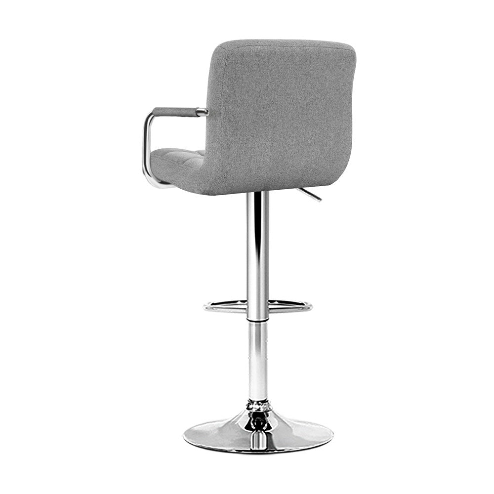 Set of 4 Foggia Bar Stools Fabric Gas Lift w/Armrest - Grey