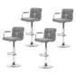 Set of 4 Foggia Bar Stools Fabric Gas Lift w/Armrest - Grey