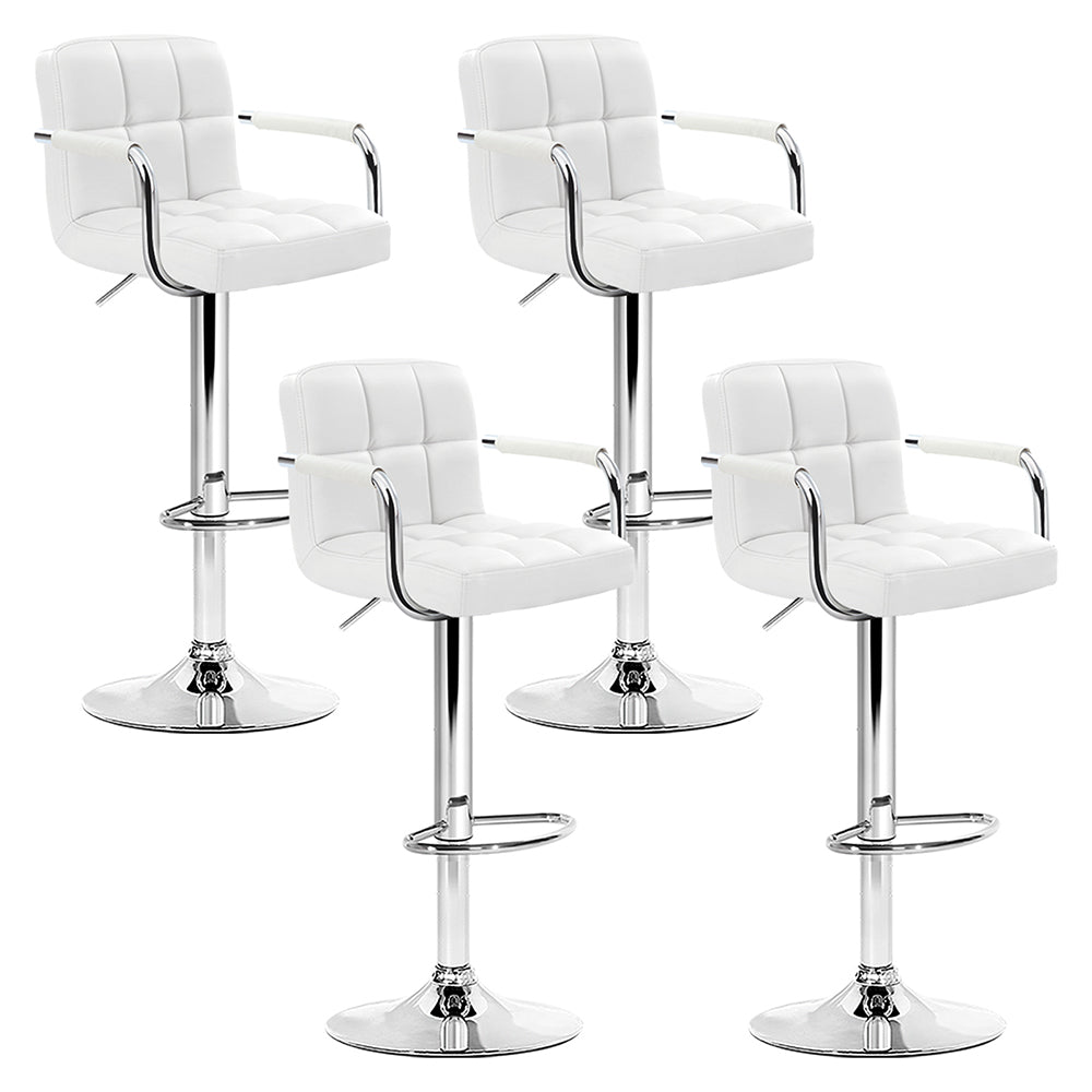 Set of 4 Foggia Bar Stools Gas lift Swivel Steel - White