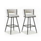 Set of 2 Asosa Bar Stools Kitchen Dining Chair Counter Stool Woven Velvet Metal - Ivory