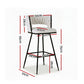Set of 2 Asosa Bar Stools Kitchen Dining Chair Counter Stool Woven Velvet Metal - Ivory