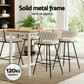 Set of 2 Asosa Bar Stools Kitchen Dining Chair Counter Stool Woven Velvet Metal - Ivory