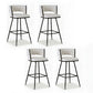 Set of 4 Asosa Bar Stools Kitchen Dining Chair Counter Stool Woven Velvet Metal - Ivory
