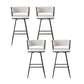 Set of 4 Asosa Bar Stools Kitchen Dining Chair Counter Stool Woven Velvet Metal - Ivory