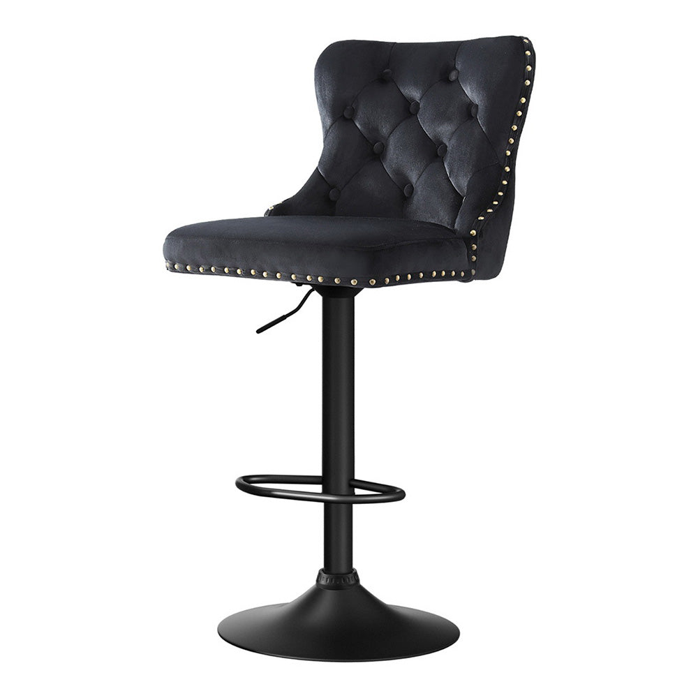 Capri Bar Stool Adjustable Height Nailhead Trim Kitchen Counter Stool - Black