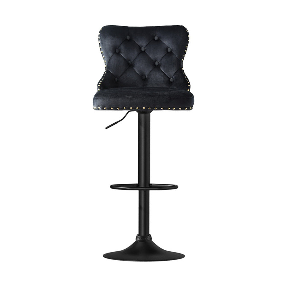 Capri Bar Stool Adjustable Height Nailhead Trim Kitchen Counter Stool - Black