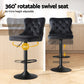 Set of 2 Capri Bar Stool Adjustable Height Nailhead Trim Kitchen Counter Stool - Black