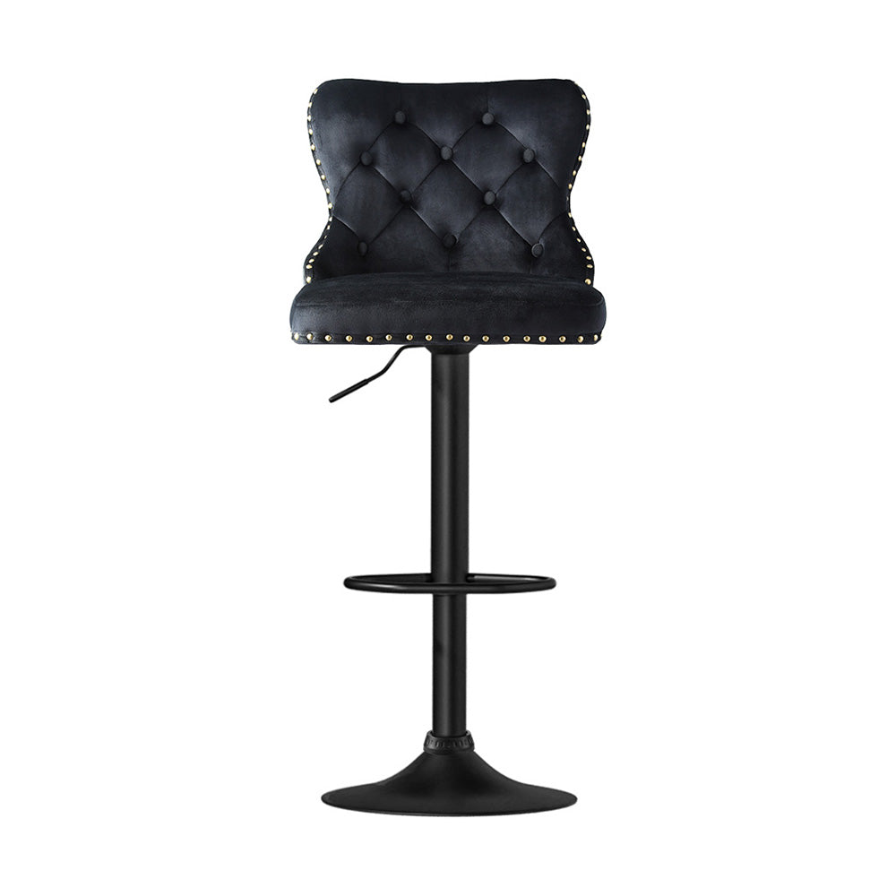 Set of 4  Capri Bar Stool Adjustable Height Nailhead Trim Kitchen Counter Stool - Black